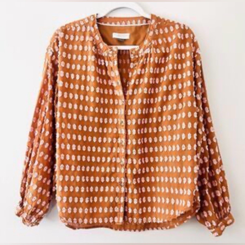 🧡 Pilcro x Anthropologie Tavi Textured Blouse – Size S ✨