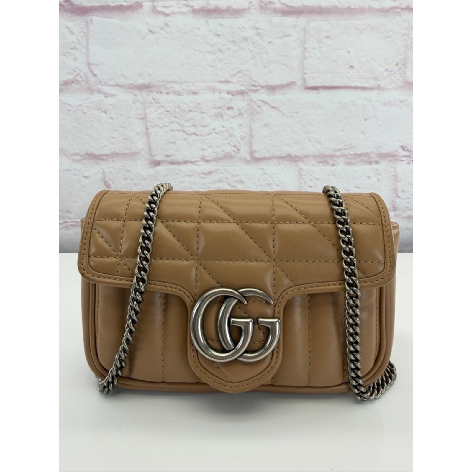 Authentic Gucci Super Mini Marmont Flap Chain Crossbody