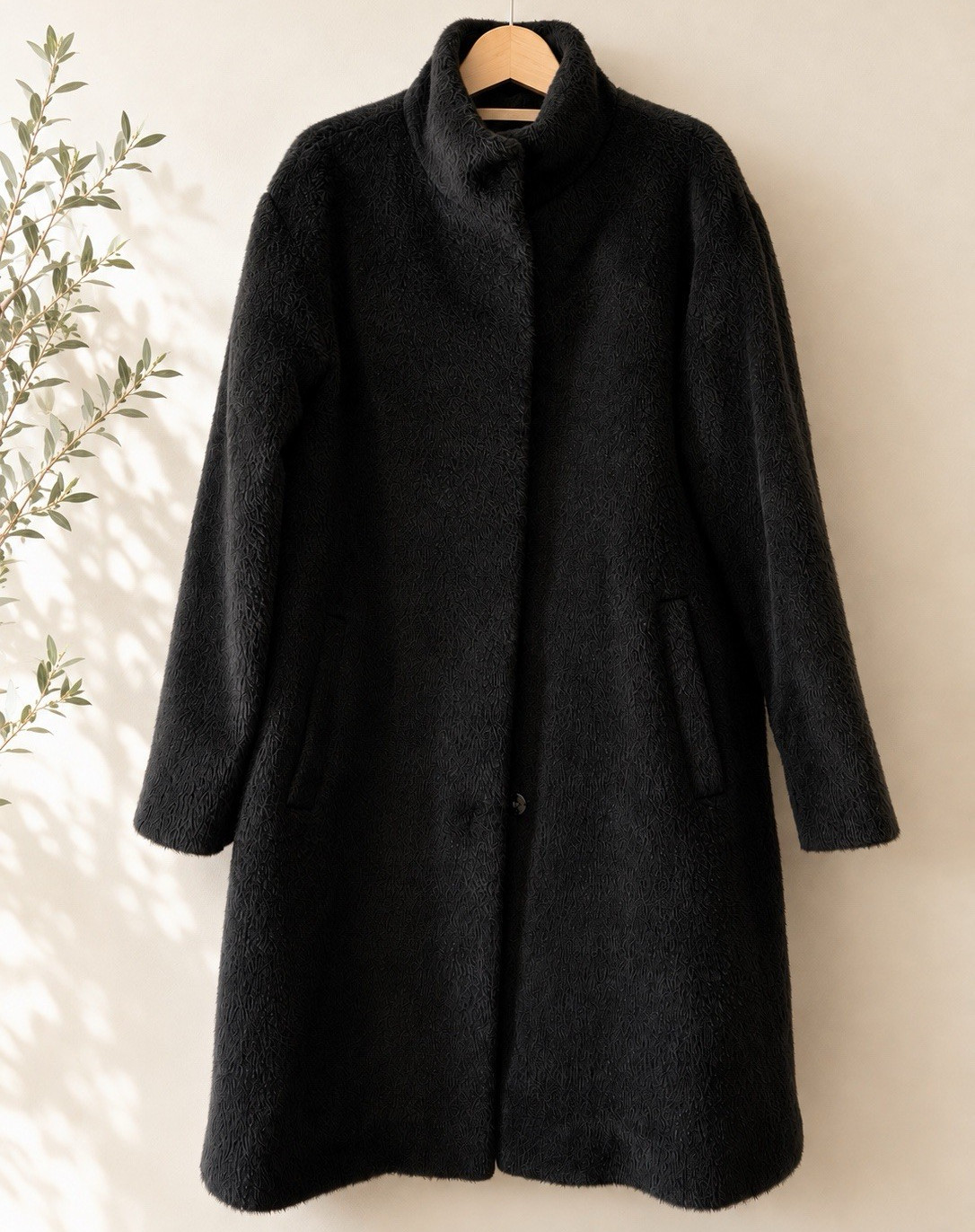 NWT Quince 100% Alpaca Wool Stand Collar Coat Black S