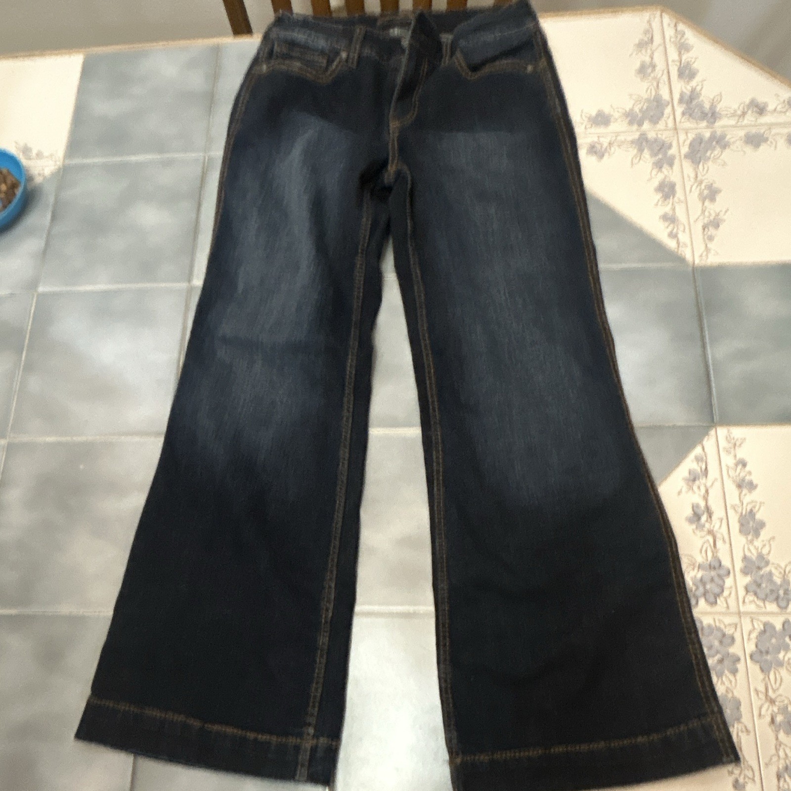 Shyanne Women’s High Rise Trouser Flared Jeans Dark Wash Denim Stretch 5-Pocket