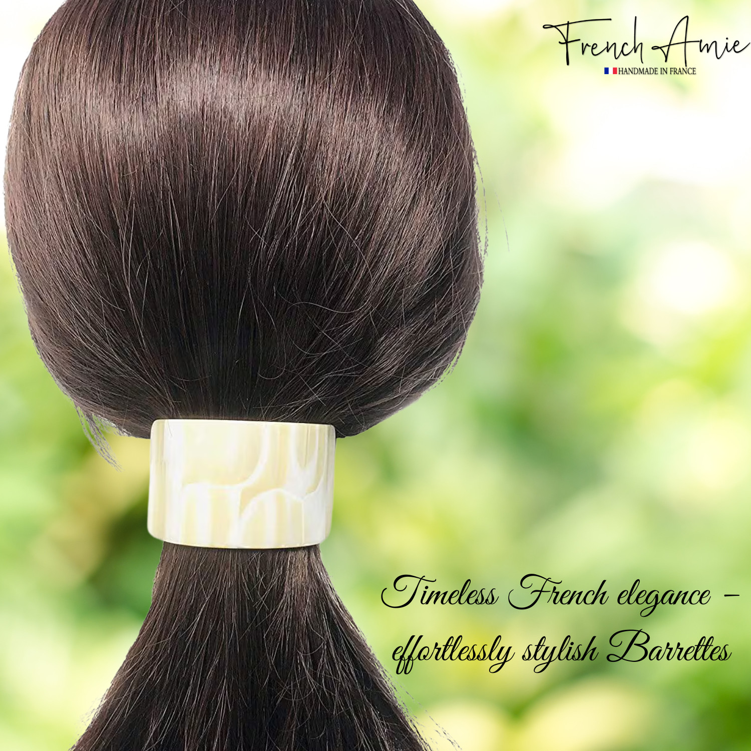 French Amie Half Circle 2 1/4″ Medium Ivory Curved Handmade Cellulose Hair Clip