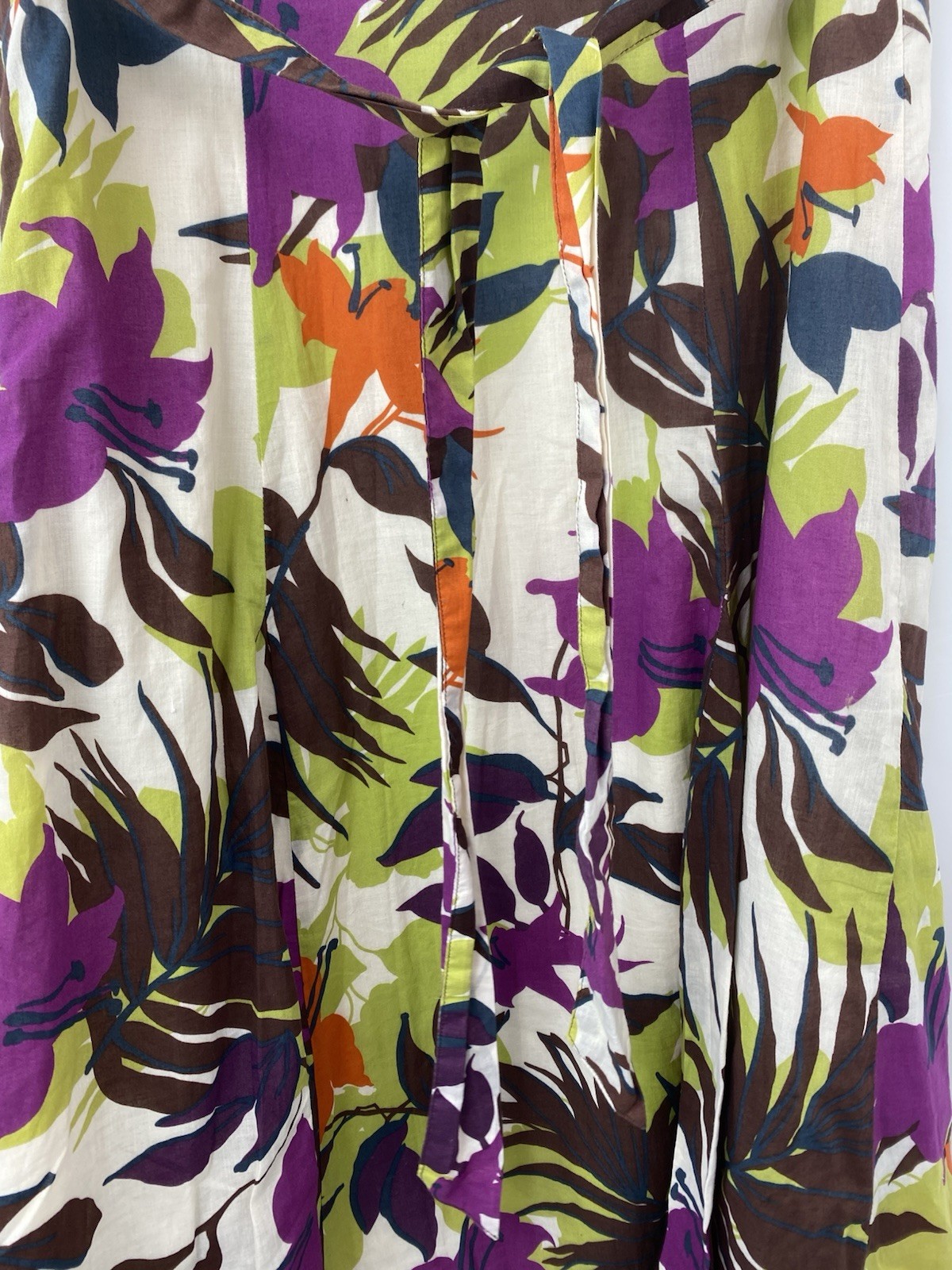 Rocha John Rocha Floral Cotton Summer Dress UK 12 V Neck Sleeveless Debenhams