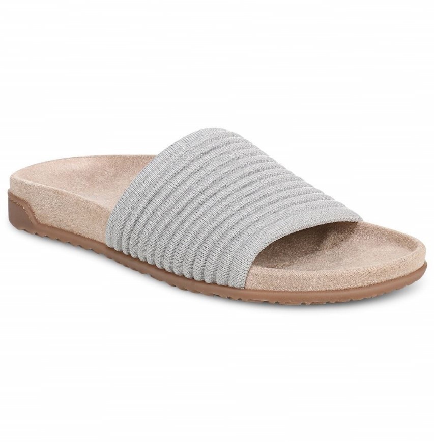 VIONIC Women Evie Knit Slide Sandal, Vapor Silver (NEW)