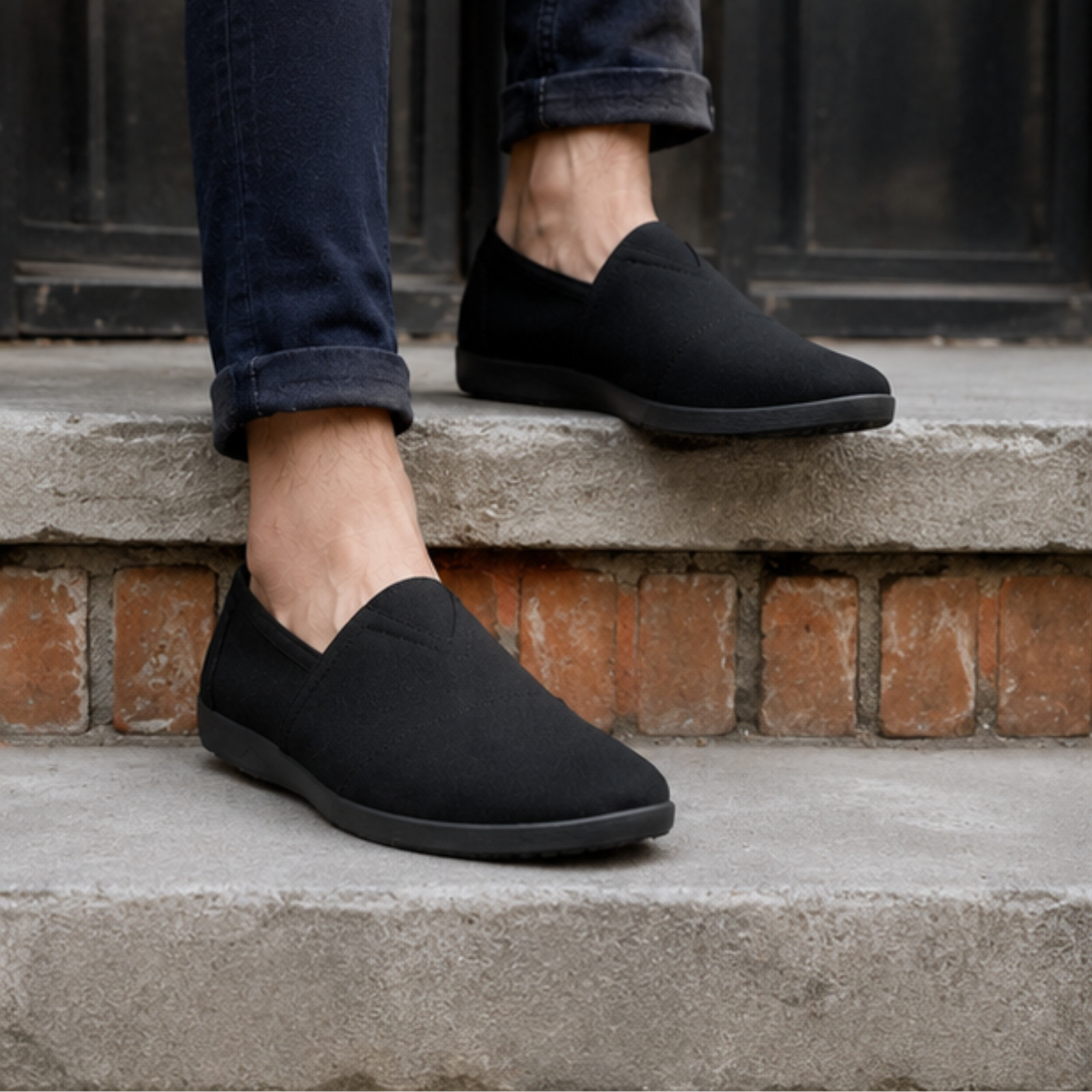 Men’s “Easy USA” The Most Comfortable Slip-on Casual Canvas Shoes Black Color
