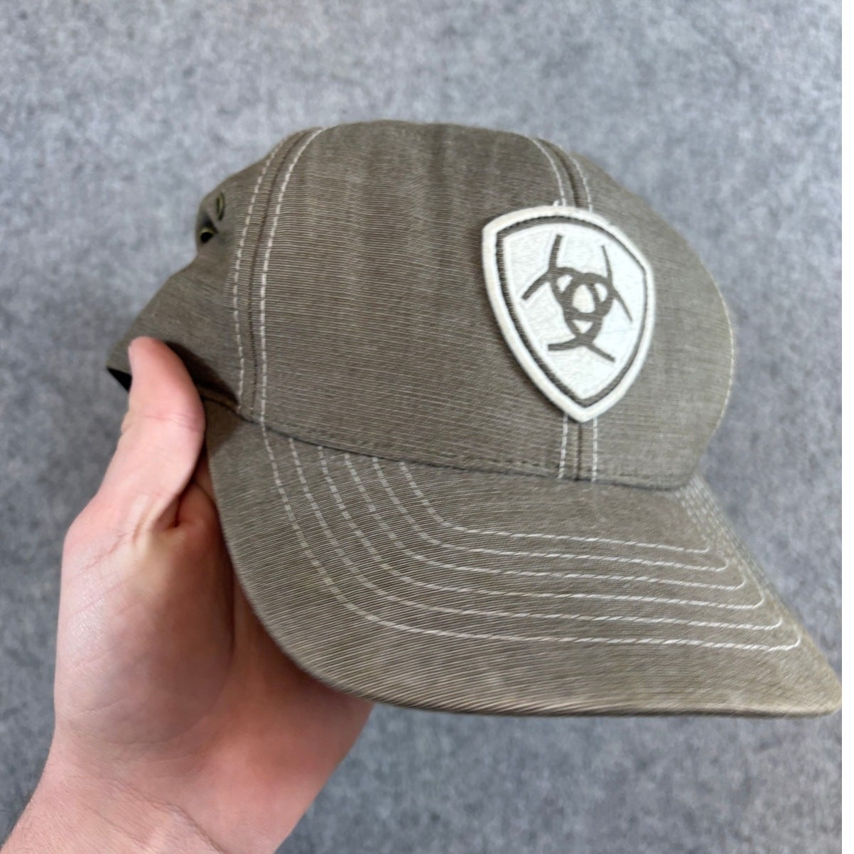 Ariat 110 Flexfit Tech Hat Cap Mens Gray Strapback Ranch Hiking Outdoor One Size
