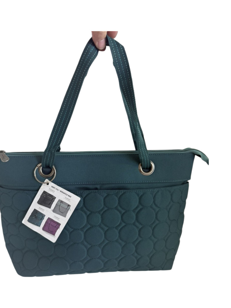 Thirty-One NEW Jade Quilted Dots $75 Vary You Versatile Tote Bag Handbag Purse