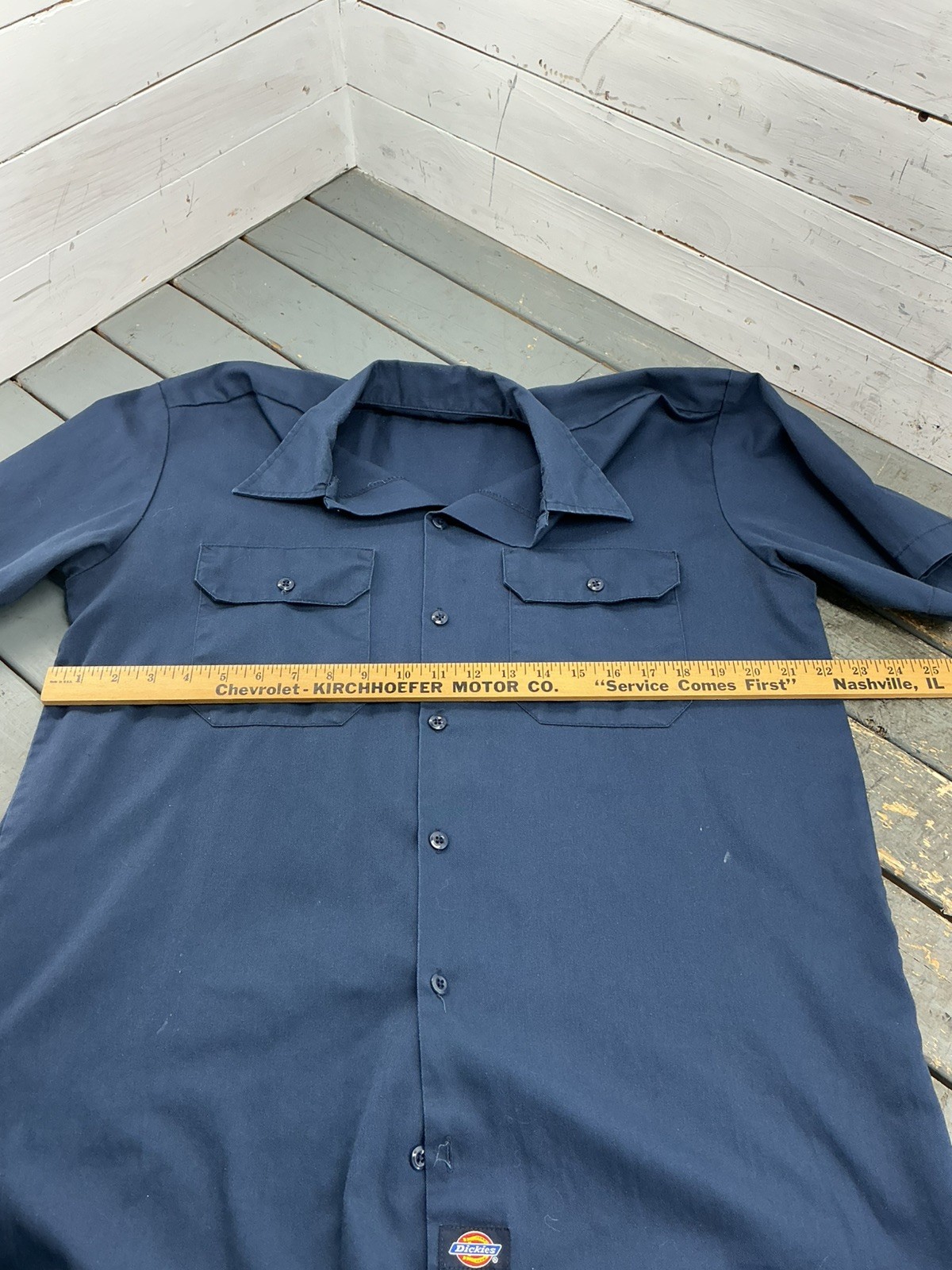 Dickies Work Shirt Men’s Medium Blue Short Sleeve Button Up