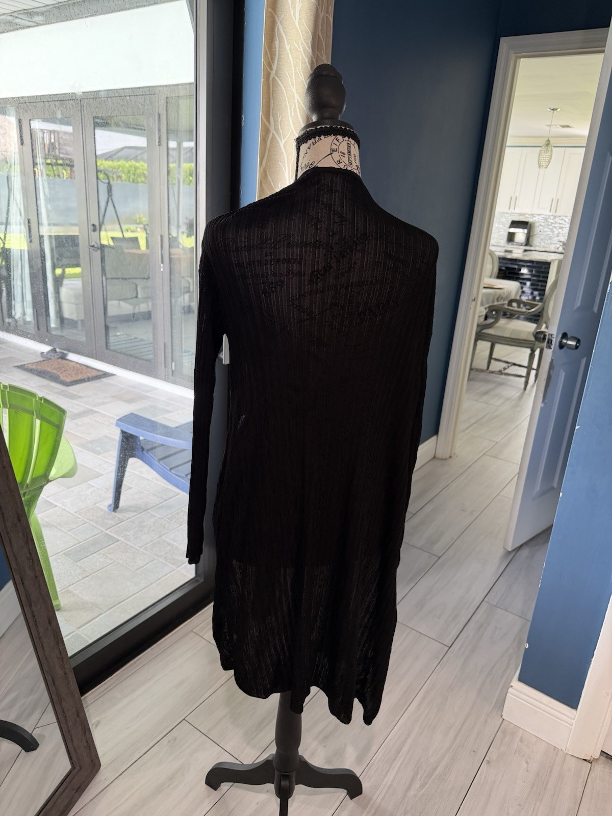 MM.LaFleur Black Knit Open-Front Lightweight Long Sleeve Cardigan Sweater M