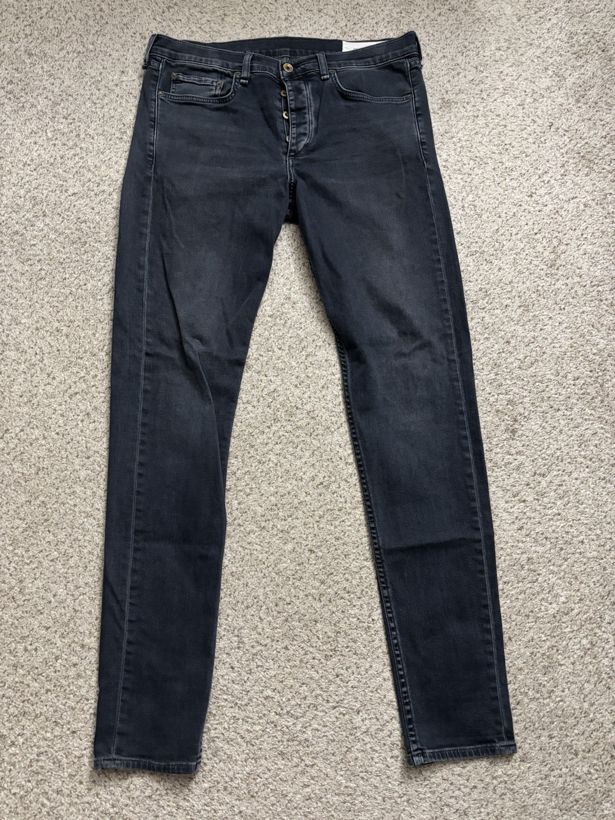 rag & bone Jeans Mens 34×34 Gray Blue Fit 1 Extra Slim Jeans Skinny Button Fly