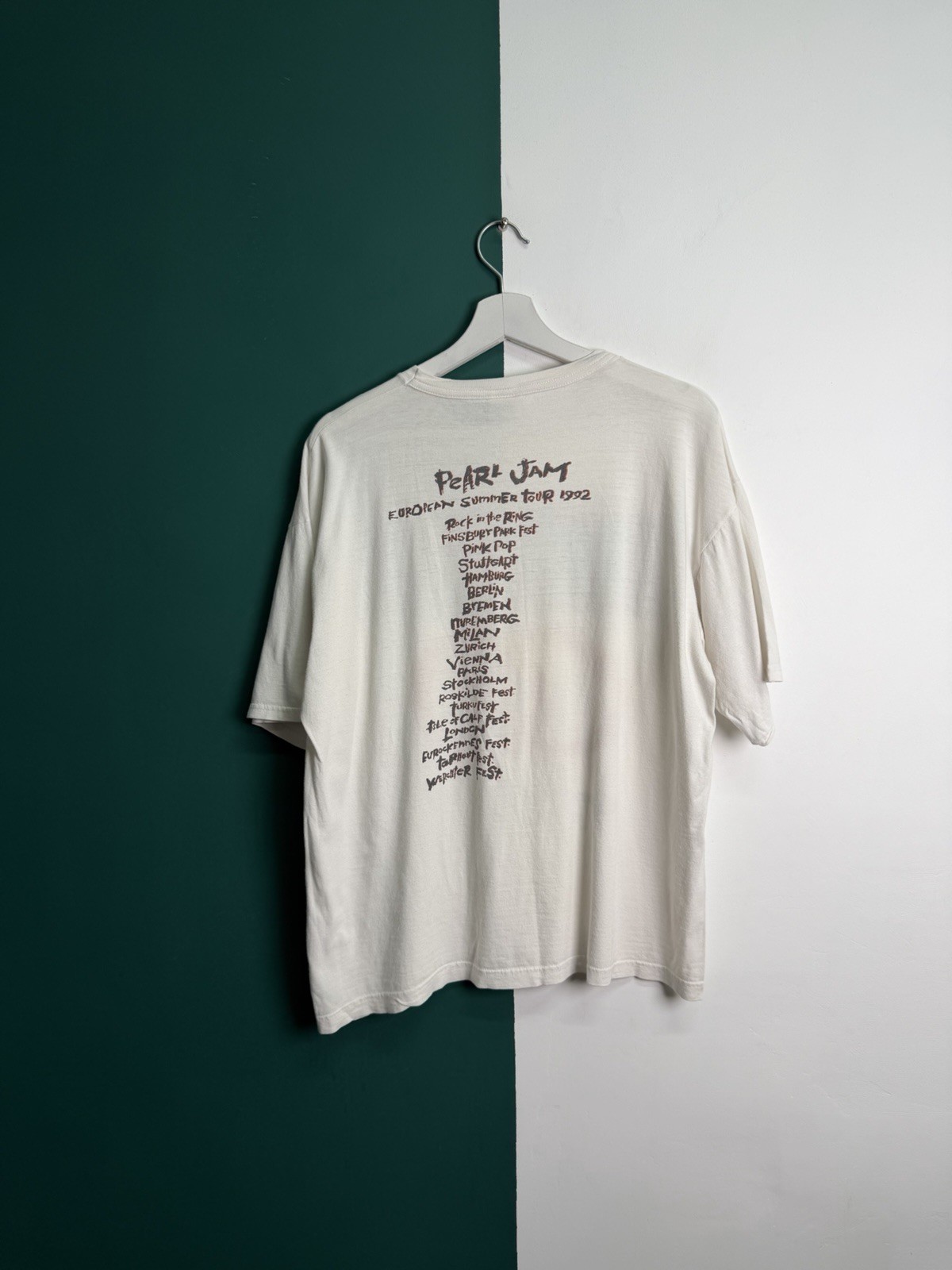Pearl Jam Don’t Give Up 1992 European Summer Tour White Graphic Band T Shirt XL