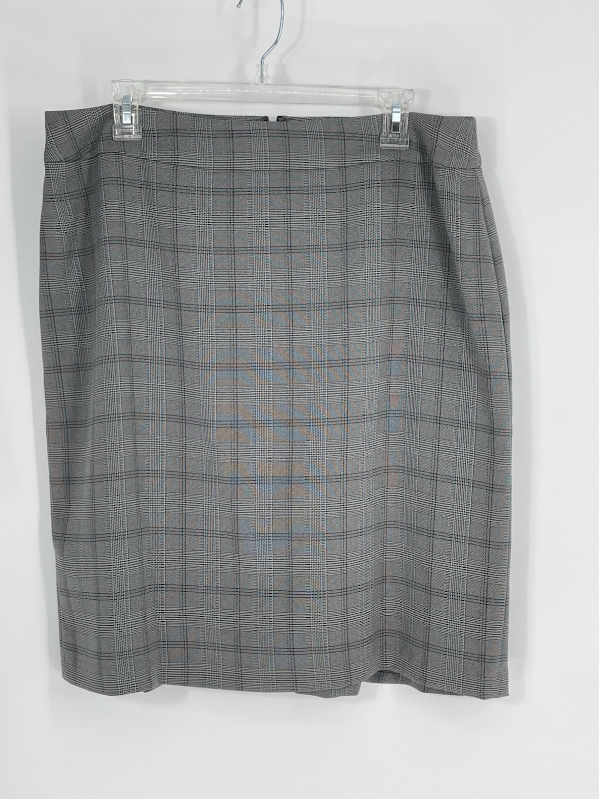 Evan Picone Womens 14P Skirt Suit Gray Window Pane Plaid Pattern One Button