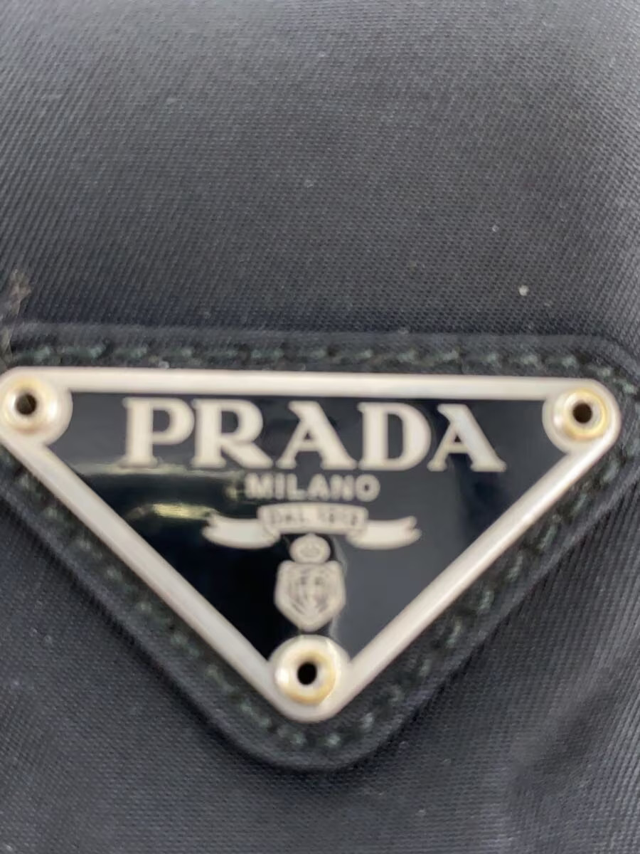 PRADA Shoulder Bag Nylon BLK Triangle Plate BT8994