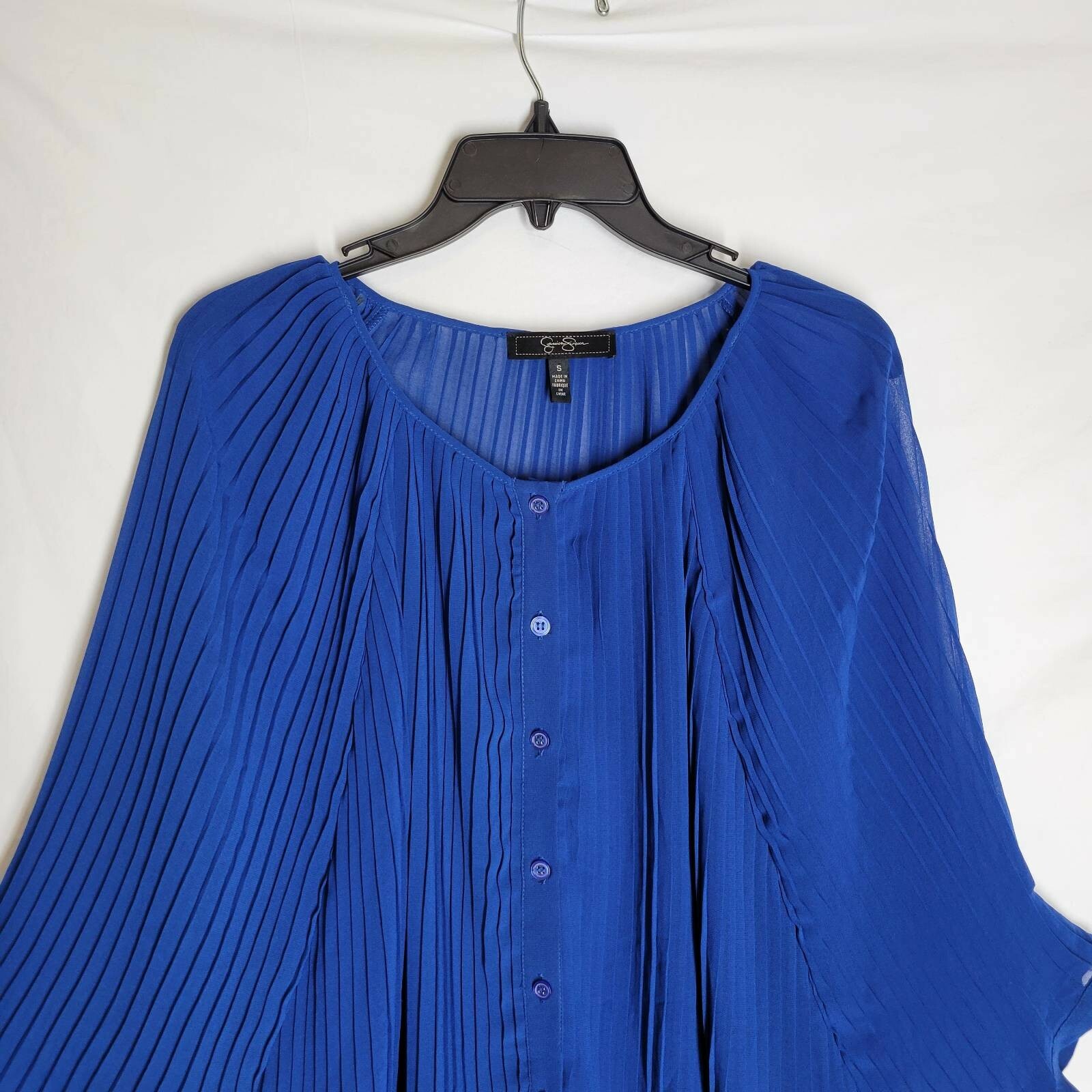 Jessica Simpson Womens Blouse Size Small Blue Batwing Dolman Sleeve Scoop Neck