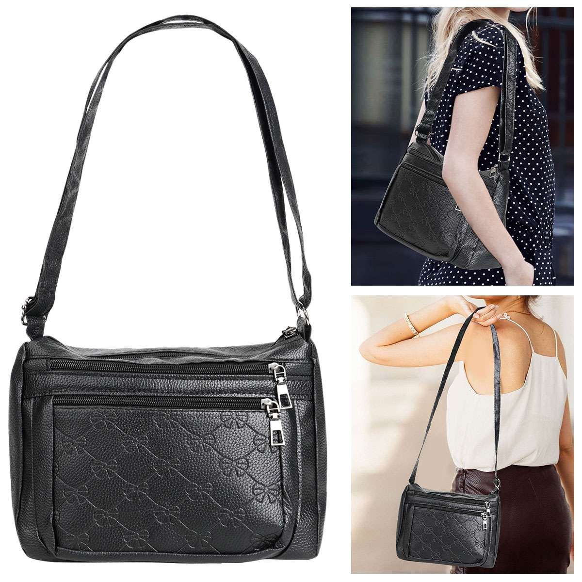 Women Vintage Crossbody Shoulder Bag Soft PU Leather Lightweight Handbag Purse