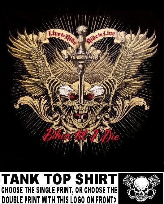 Live To Ride Ride To Live Biker Till I Die Sword Skull Motorcycle Tank Top AB85