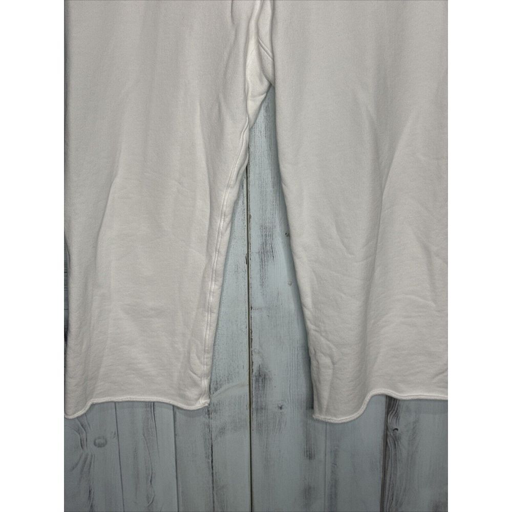 FRANK & EILEEN CATHERINE TRIPLE FLEECE WIDE LEG CROPPED SWEATPANTS WHITE LARGE