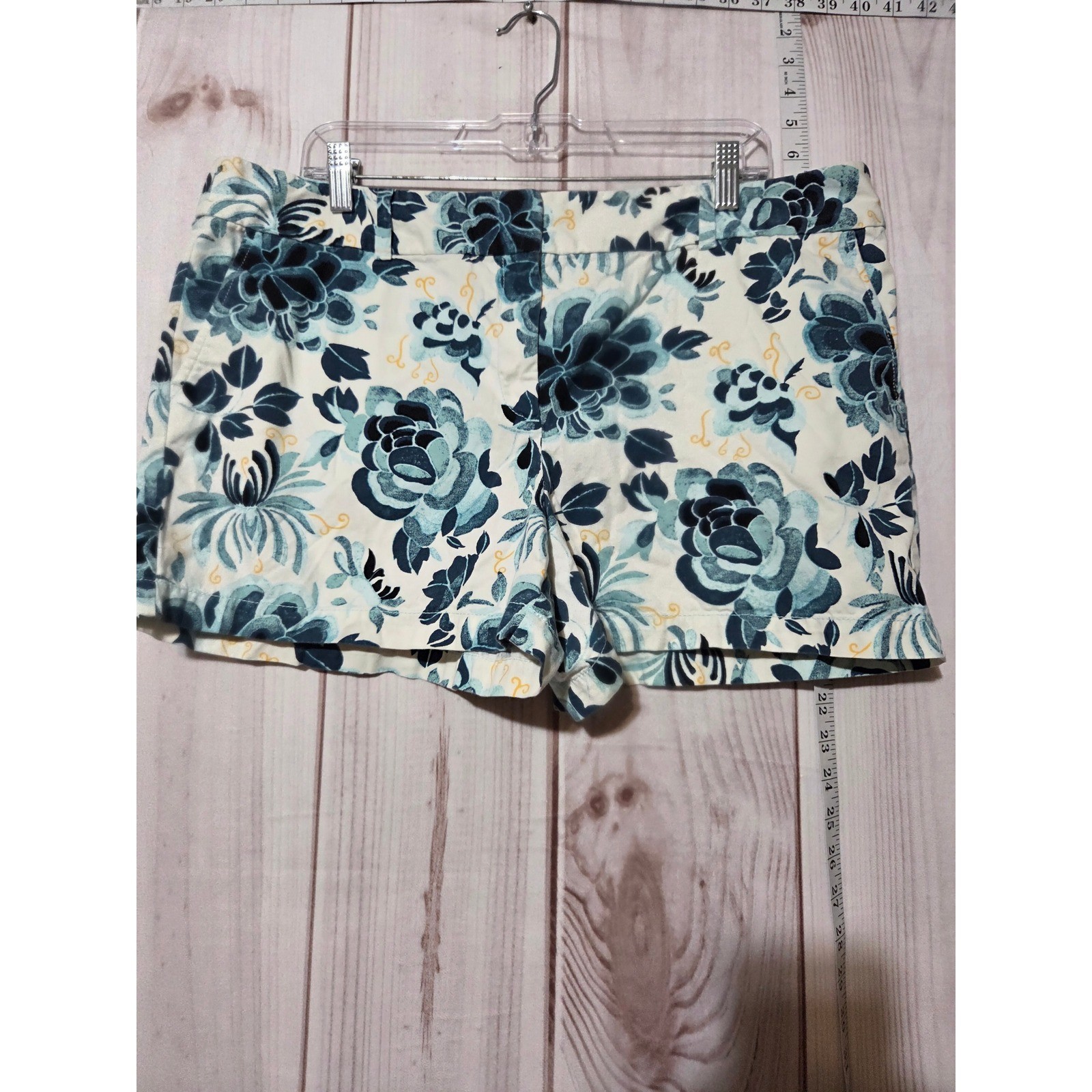 Floral Print Shorts Blue White Garden Casual Summer Ladies 16
