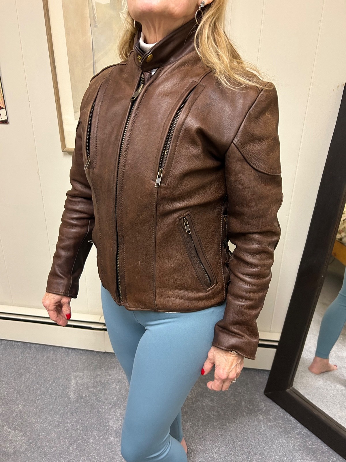 ladies Kerr leather heavyweight motorcycle jacket