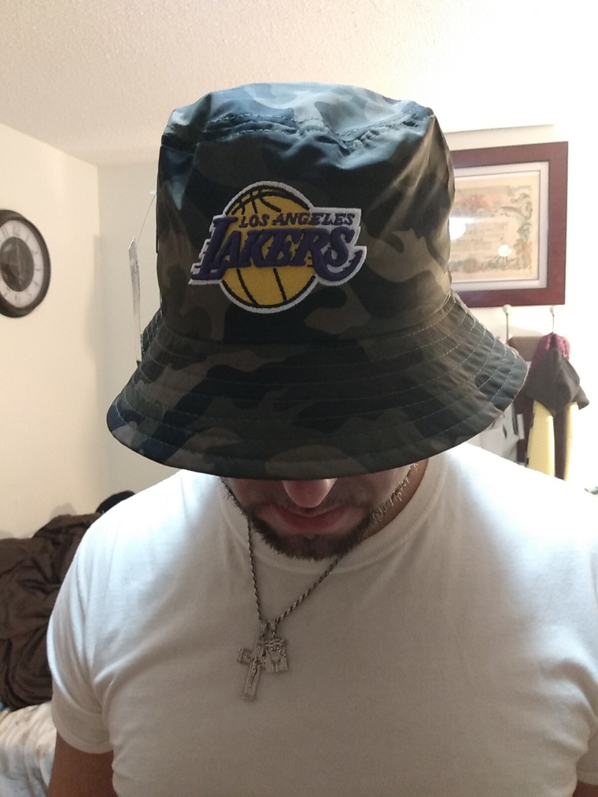 Ultra Game NBA Los Angeles Lakers Bucket Hat Cap Green Camo One Size Fit Most