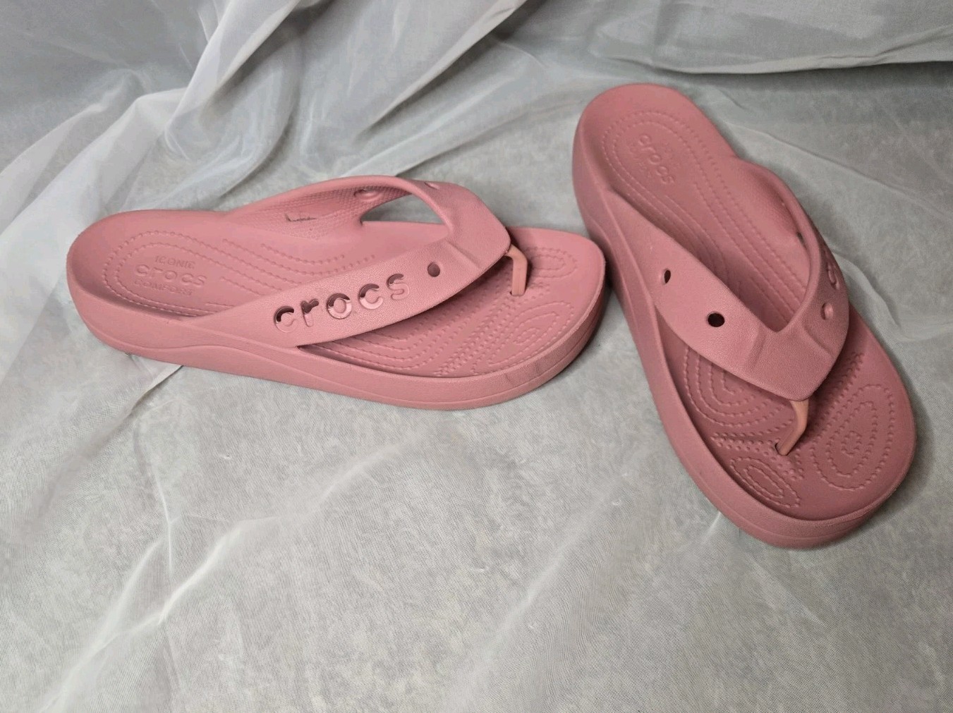 Crocs Baya Platform Flip Flop Women’s 9 Pink Blush SlipOn Sandals 208395