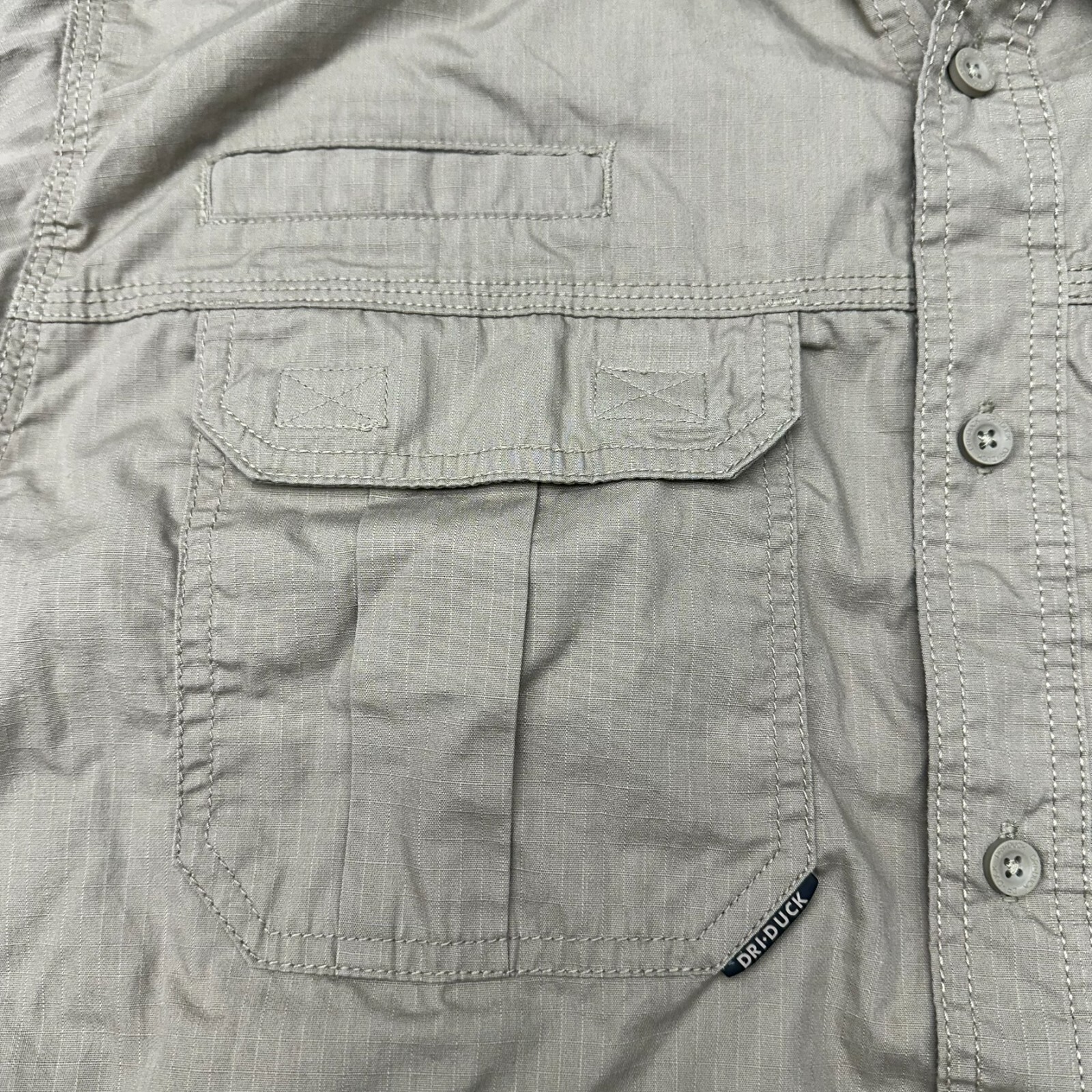 Dri Duck Brown Short Sleeve Craftsman Comfort Collared Shirt Mens Size Large