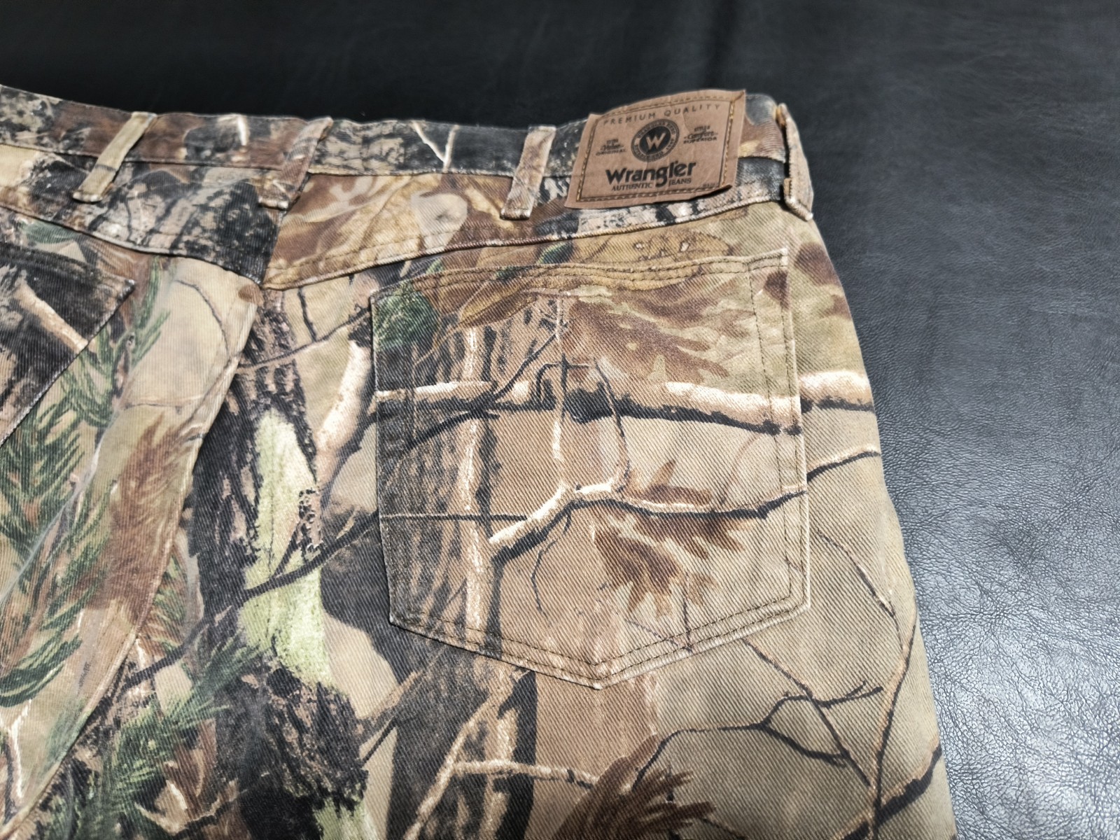 Wrangler Mens Camo Pants Real Tree Double Knee Hunting Fishing VTG 38×32