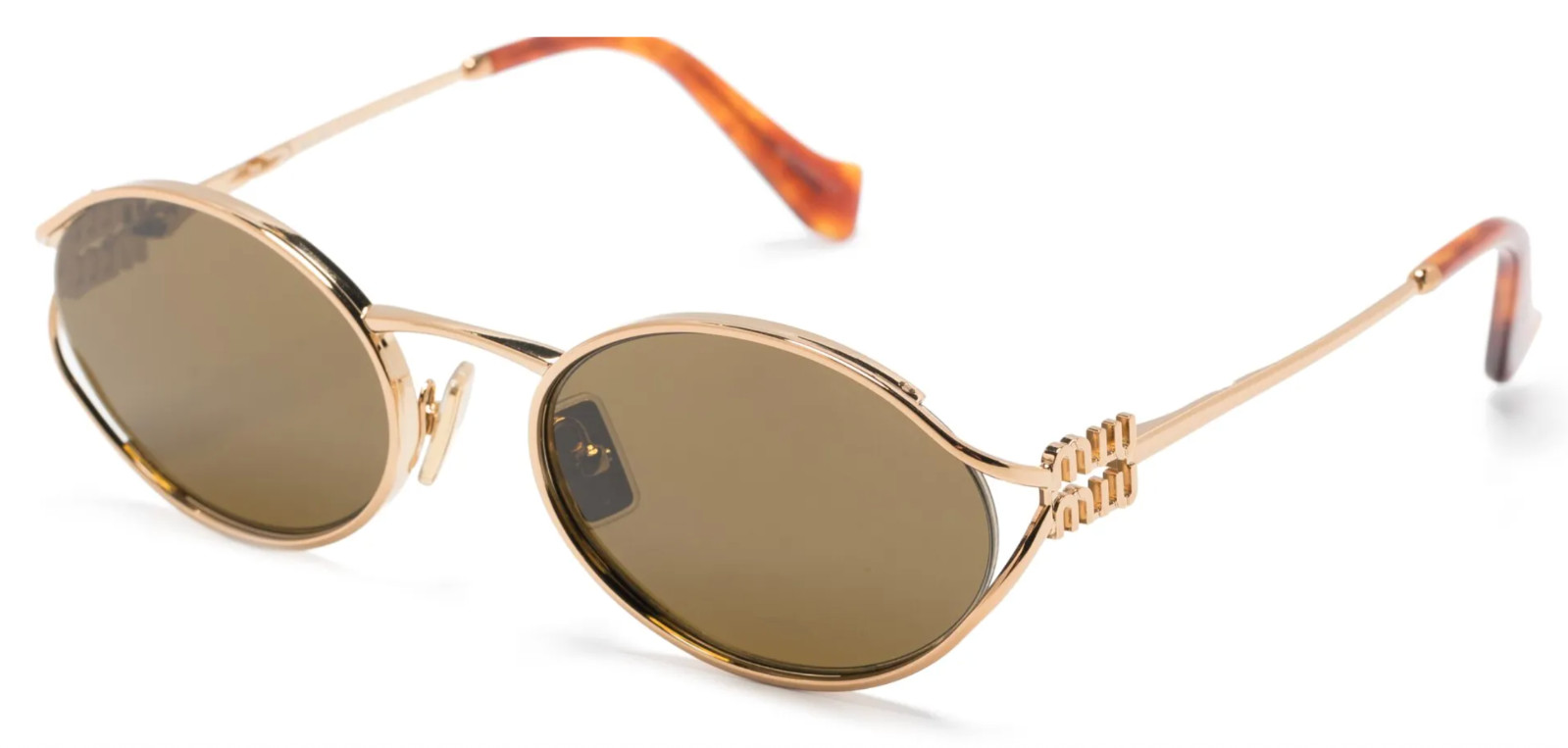 MIU MIU MU 52YS 7OE01T Brass Gold / Dark Brown Lens Designer Sunglasses AUTHENTI