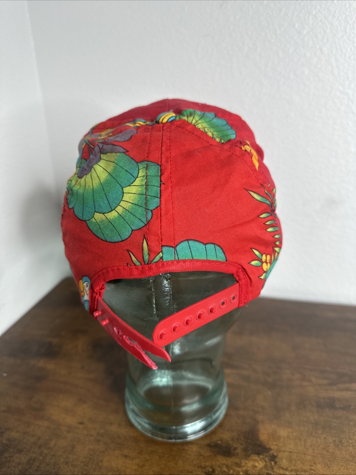 Vintage Red Jimmy Buffett Parrot Head Club Hat Snapback Cap Tropical Flower Bird