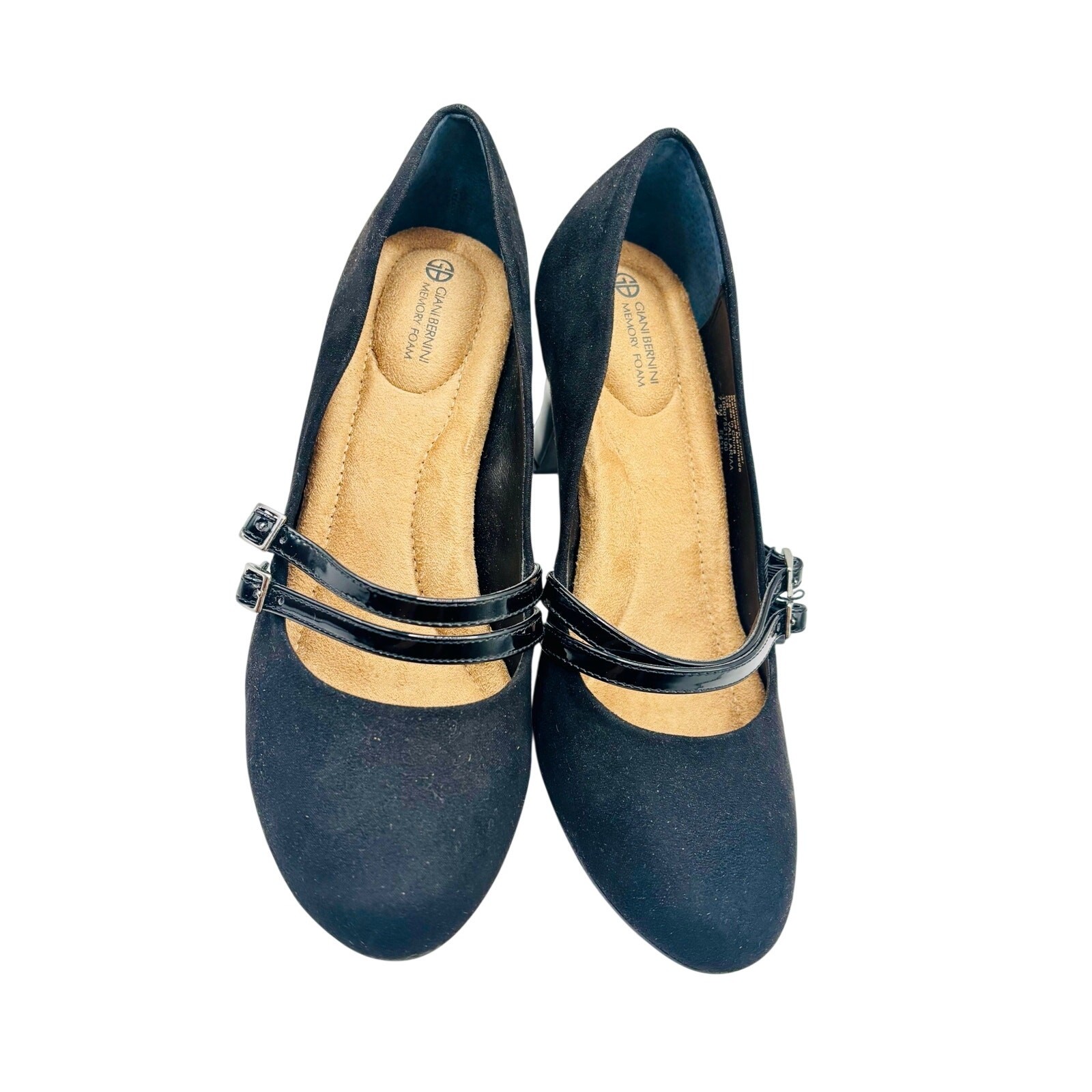 Giani Bernini Vallariaa memory foam footbed black suede Mary Jane pumps sz 7.5