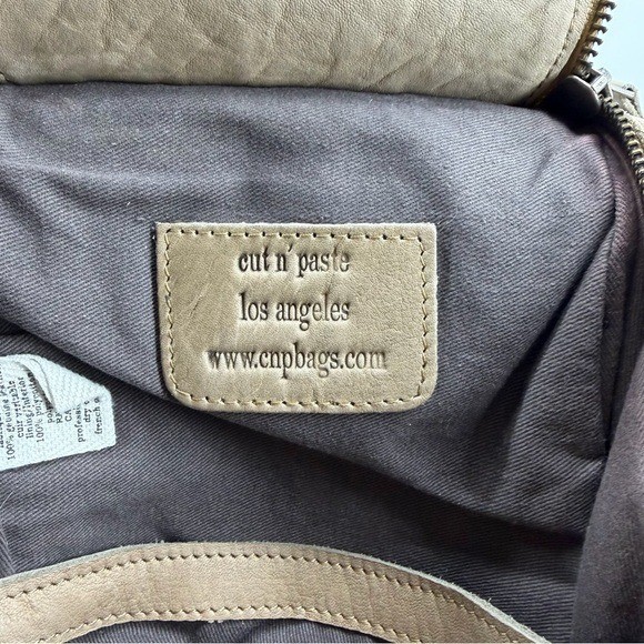 Cut N Paste beau taupe Distressed Genuine Leather Backpack purse