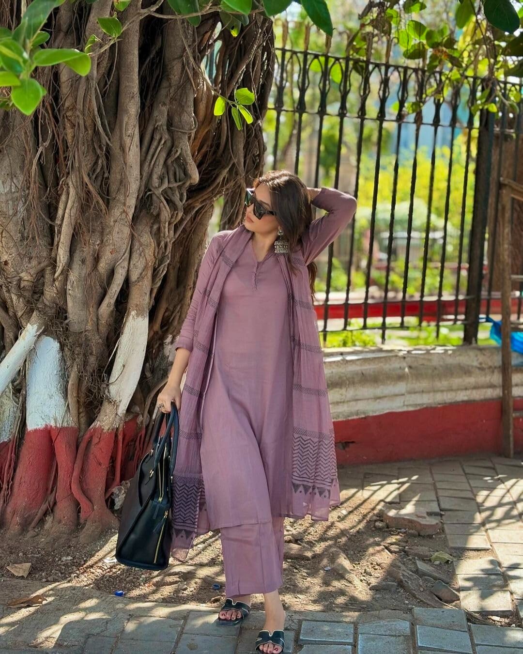 Women’s Rayon Blend Solid Straight Kurta with Pant & Dupatta