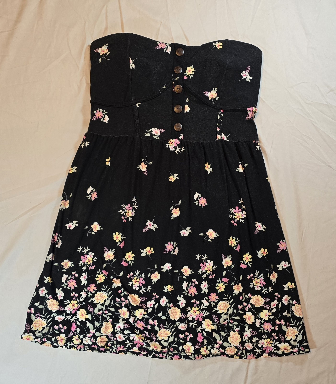 No Boundaries Floral Strapless Button Front Juniors L 11-13 Y2K Style Aesthetic