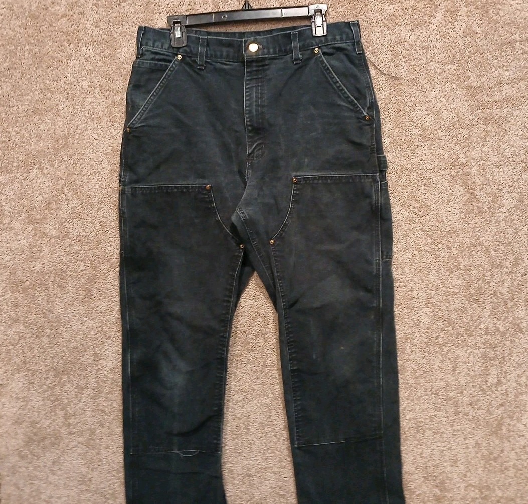 Vintage Carhartt B01 BLK Double Knee Pants USA Made Black 34×34