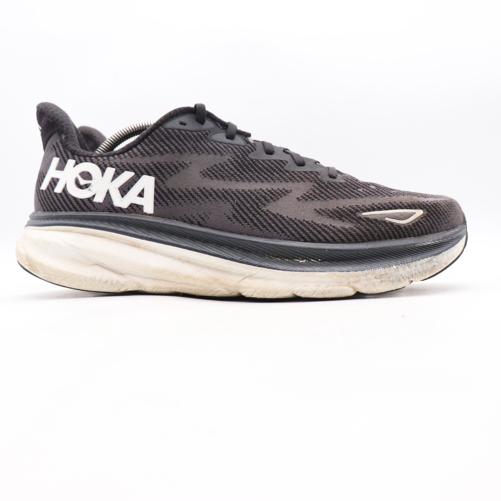 Hoka One One Clifton 9 Men’s Size 12.5 D Black Running Sneakers 1127895 BWHT