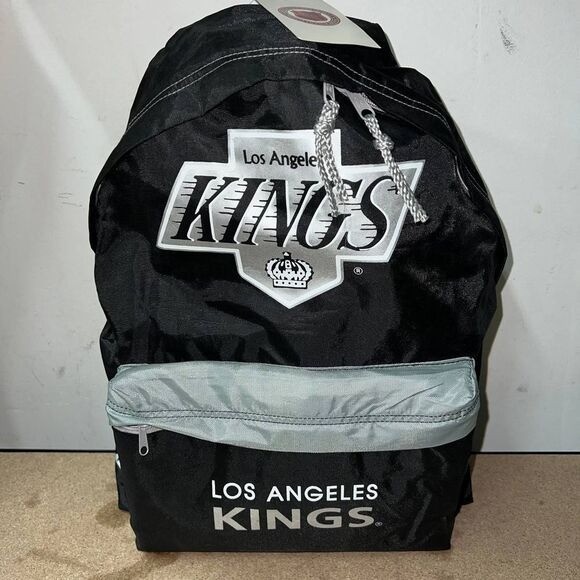 Vintage Los Angeles LA Kings Backpack Bag Black NHL Nasco Lightweight Printed