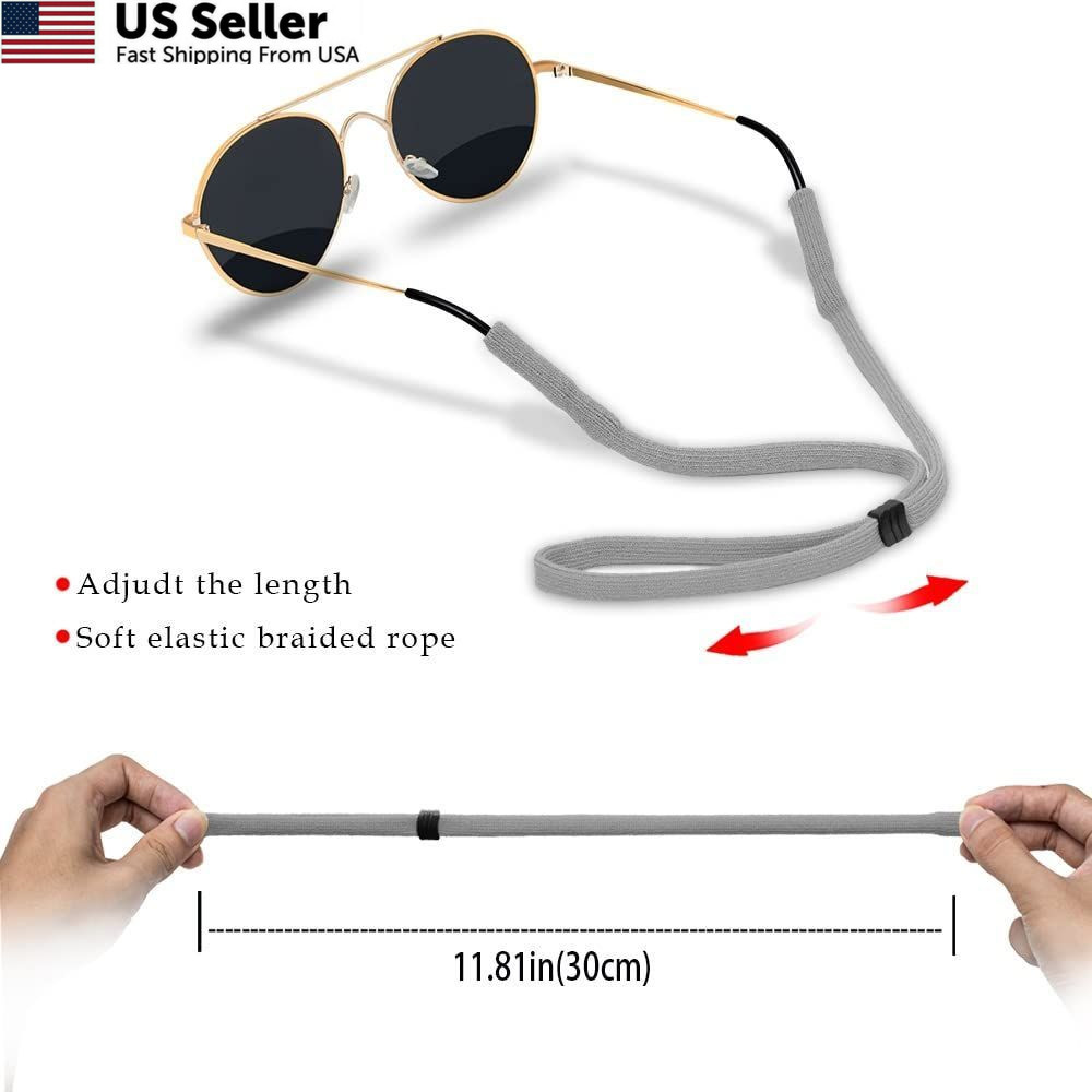 HALF CRESCEN Glasses Strap (2 PCS) Sports 11.8 INCH, 2 Pack（black, Grey）