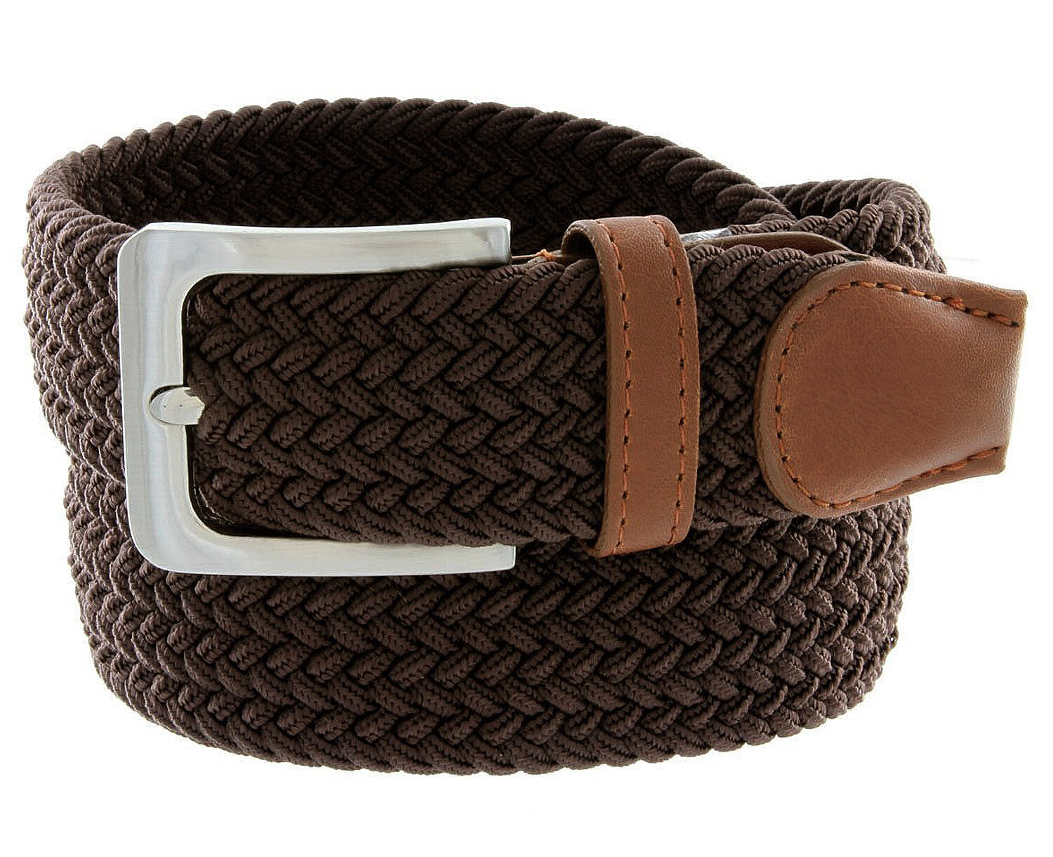 Men’s Stretch Belt Braided Elastic Casual Weave Canvas Fabric Woven Belt 1-3/8″