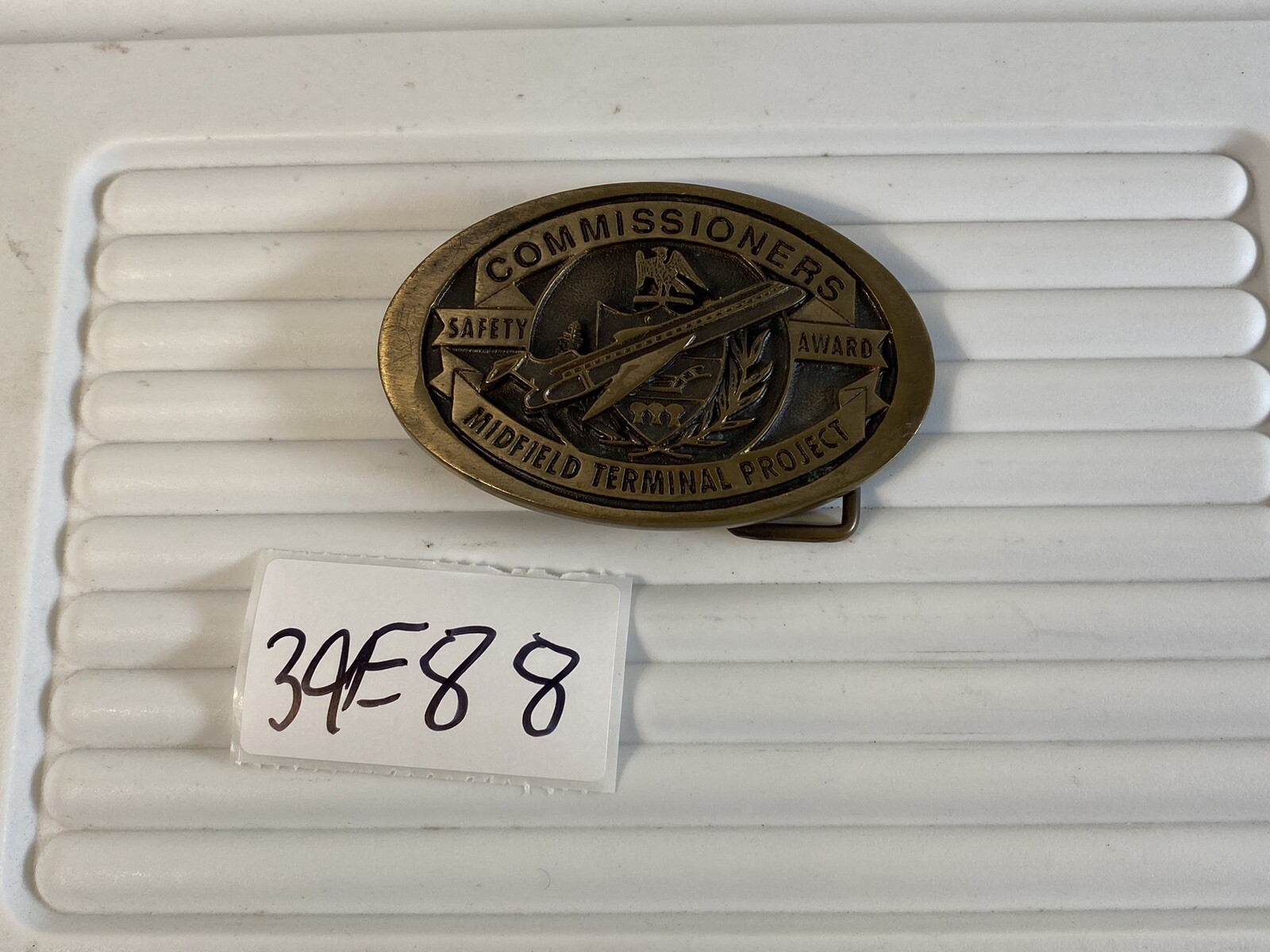 Commissioners Safety Award Midfield Terminal Project Belt Buckle Plate 39E88