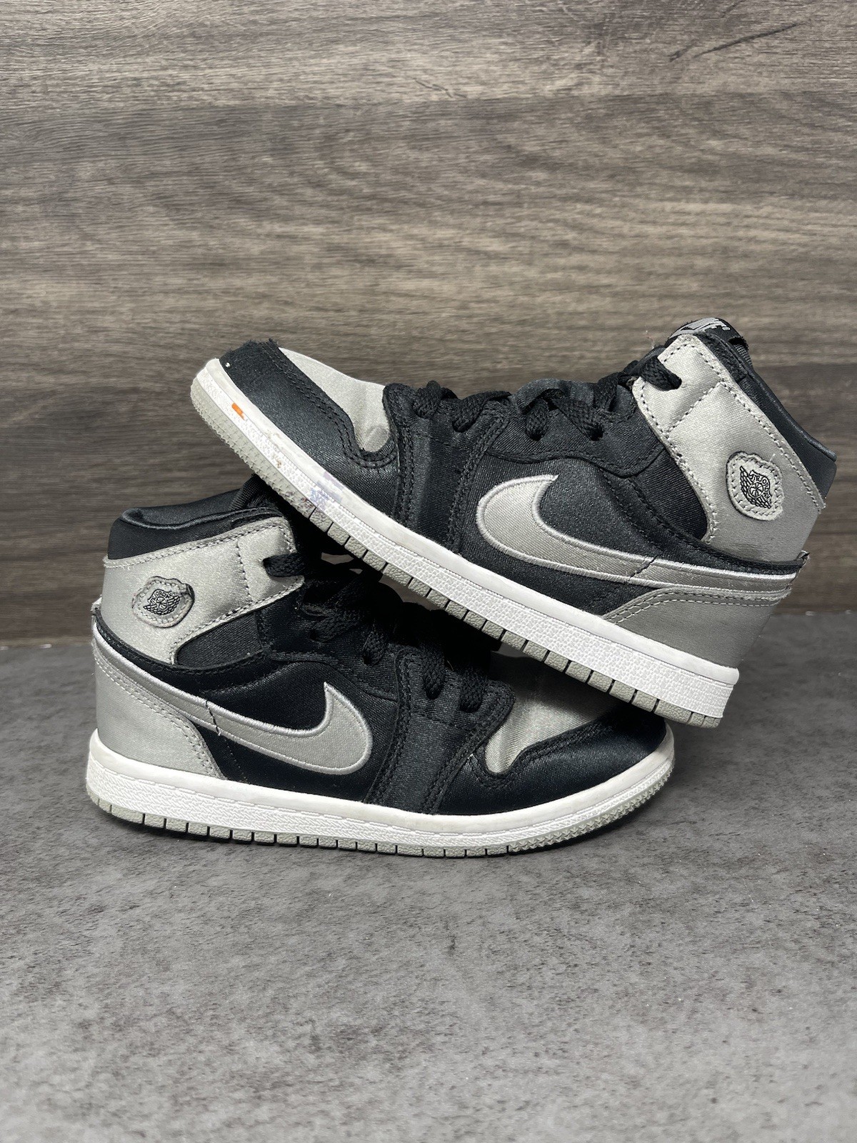 Air Jordan 1 Satin Shadow PS Kids Size 10C Silver Black Toddler FD5305-010