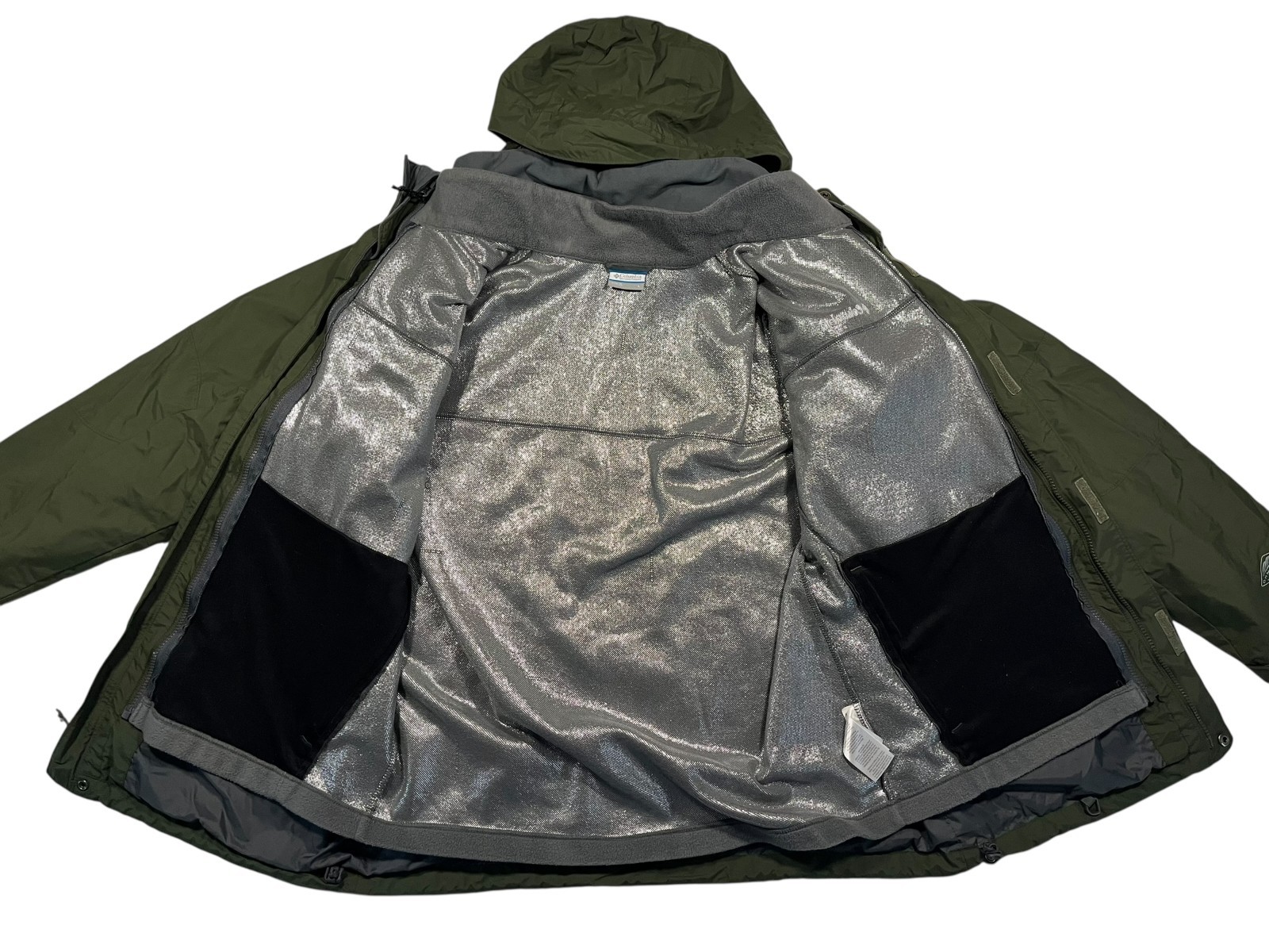 COLUMBIA OMNI-TECH Green Fleece-Lined 3-IN-1 WINTER JACKET Hike Ski Coat Men’s L