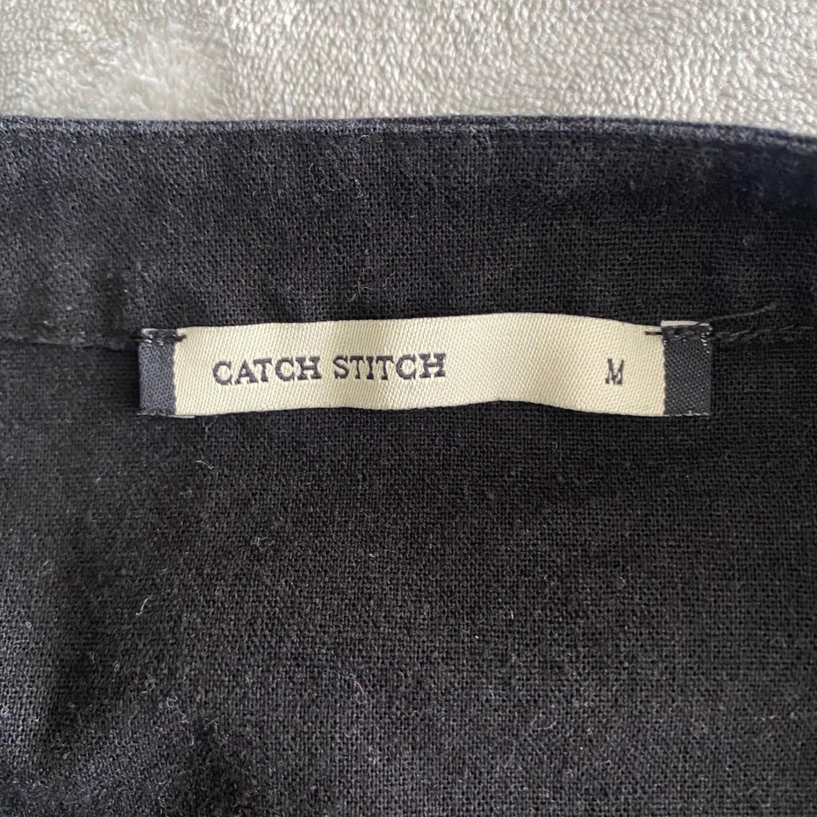Catch Stitch Jacket Womens Medium Black Embroidered Lantern Sleeve Boho