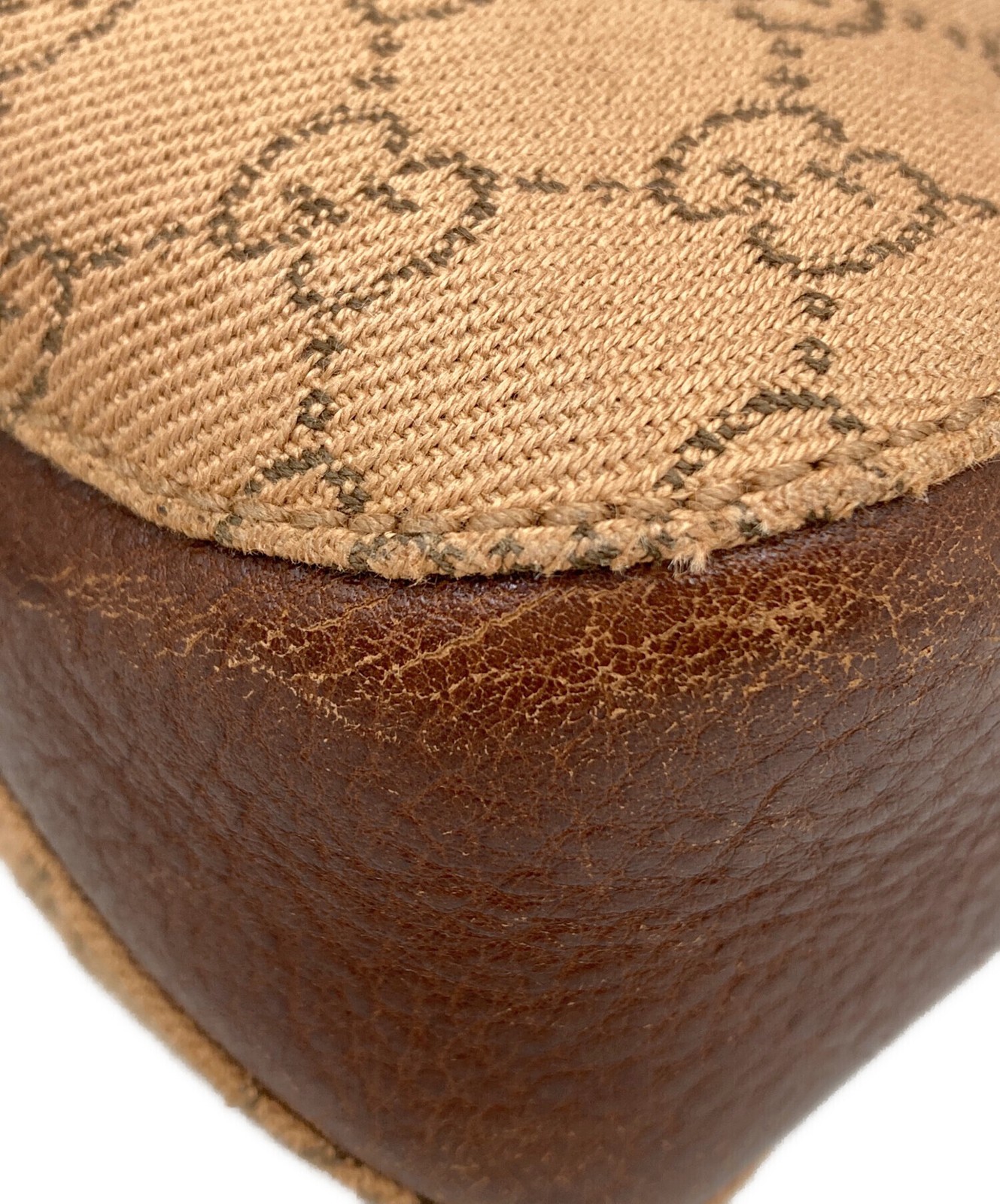 GUCCI Shoulder bag GG canvas Leather Brown Authentic From Japan