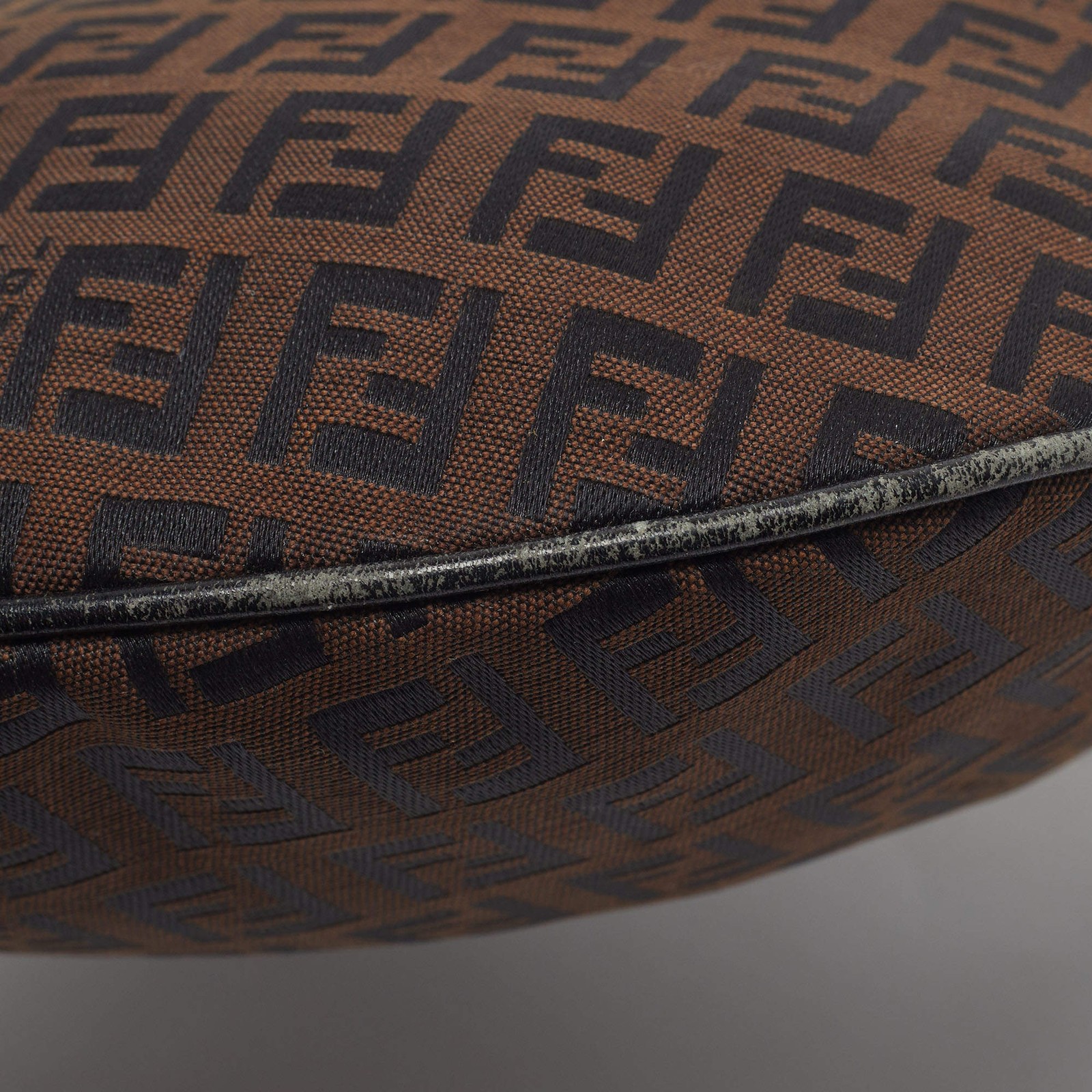 Fendi Oyster BrownBlack Zucchino Canvas Hobo