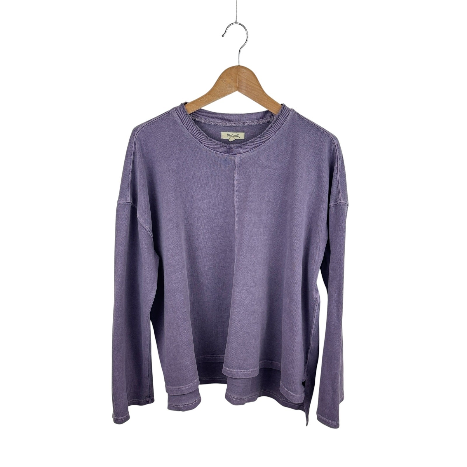 Madewell Garment-Dyed Relaxed Long Sleeve S Purple Cotton