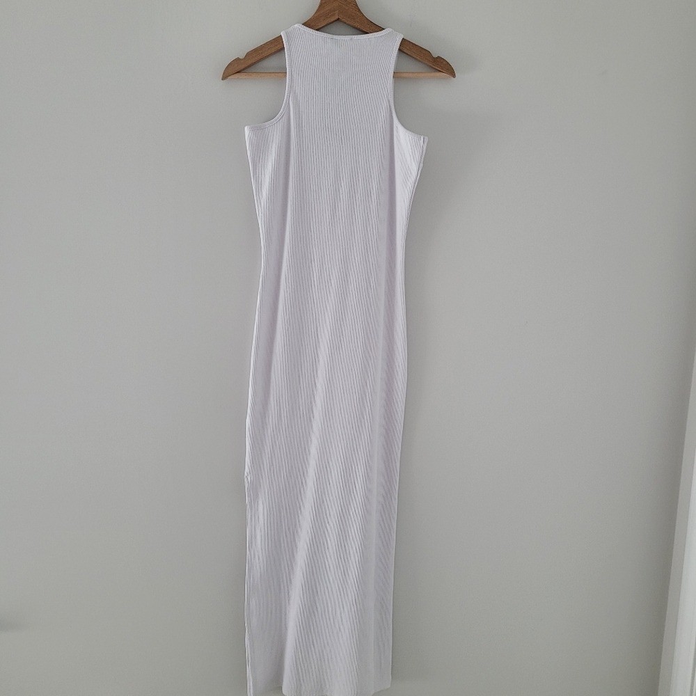Nasty Gal high Ribbed Racer white Midi Dress size 2 Sleeveless
