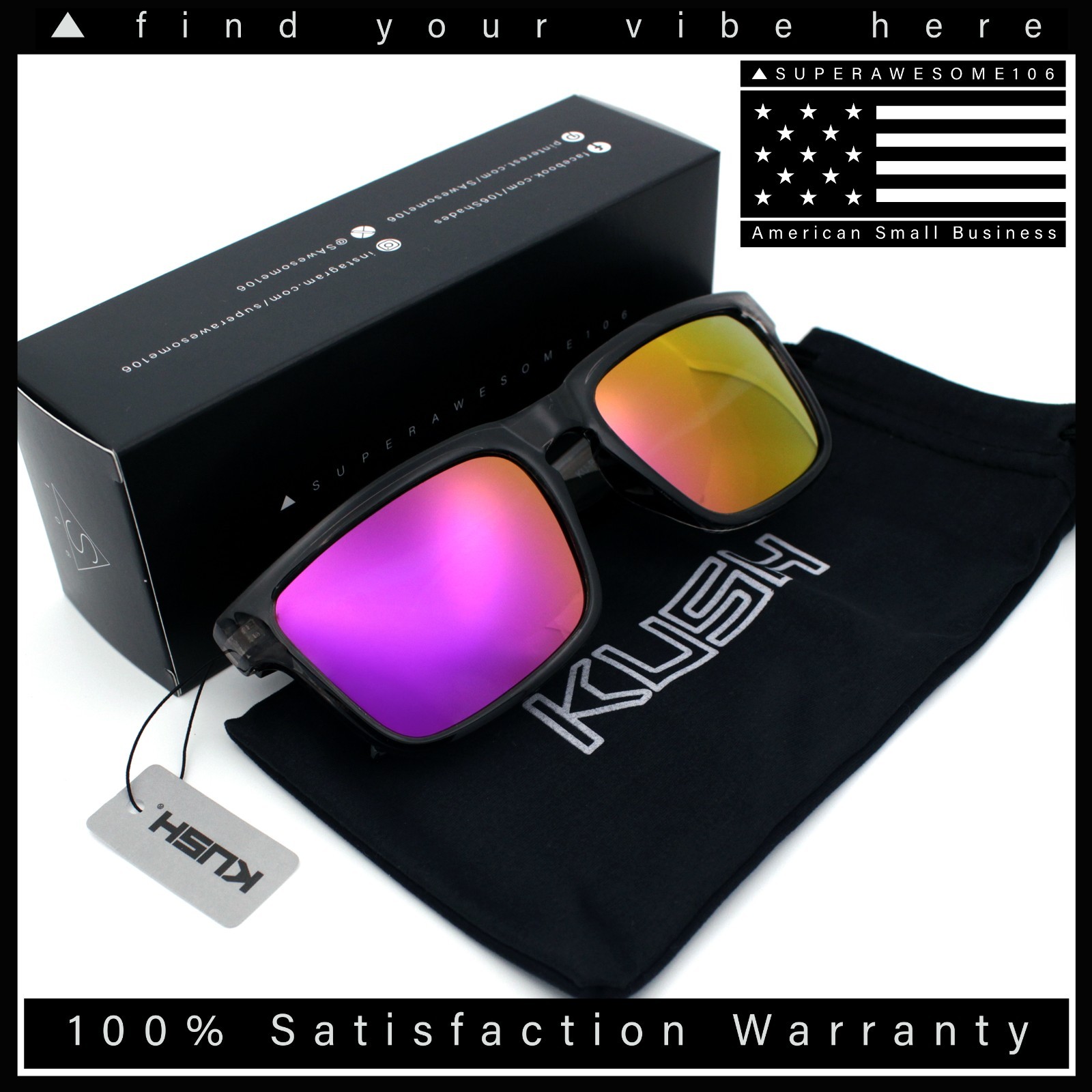 Premium Kush Polarized Rectangle Sport Horn Rim Sunglasses
