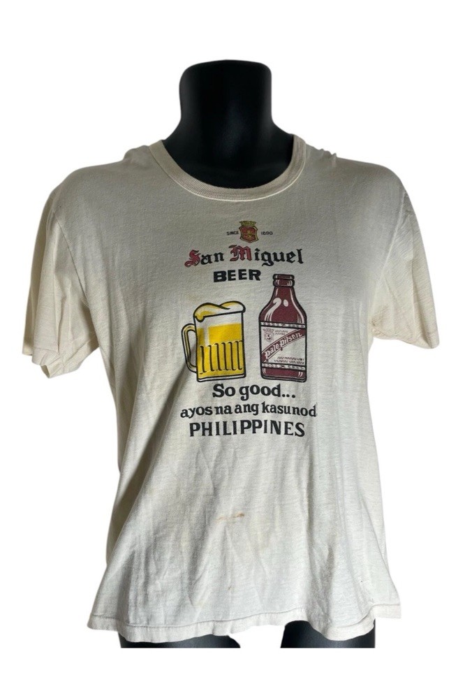 Vintage San Miguel Beer Philippines Pale Pilsen Distressed T Shirt Tag XL 18X25