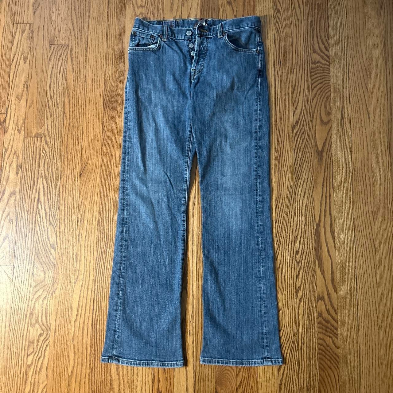 Vtg Lucky Brand Easy Rider Jeans Womens 4/27 Blue Flare Y2K Rivets Made In USA