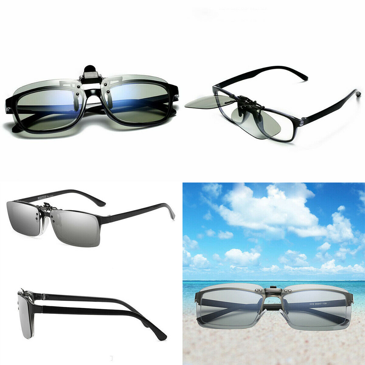 Polarized Flip Up Clip On Sunglasses Unisex 100% UV Protection Fishing Driving