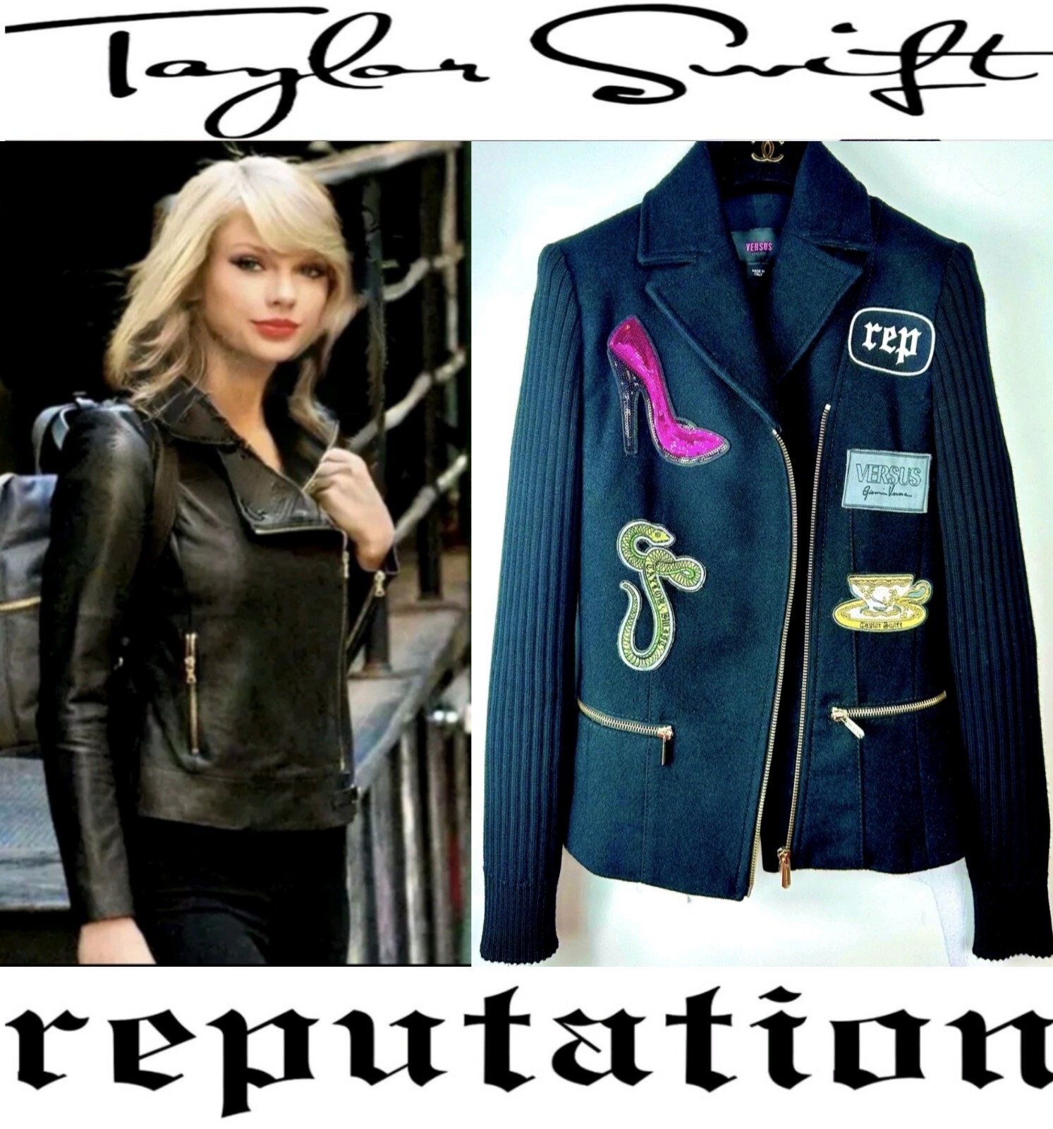 Versace Taylor Reputation Snake Patch Concert Jacket 38 40 2 4 Costume Top XS S